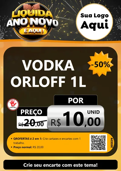 Modelo de Cartaz para Cartaz A4 Vertical com o tema Liquida Ano Novo É Aqui! para Distribuidora de bebidas