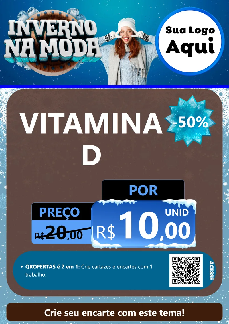 Modelo de Cartaz para Cartaz A4 Vertical com o tema Inverno na Moda para Farmácia