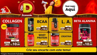 Modelo de TV para TV Horizontal com o tema Dia D Economia para Suplementos alimentares