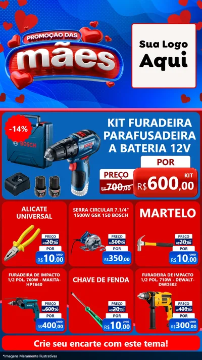 Modelo de Rede Social para Stories com o tema Promoção das Mães para Maquinas e Ferramentas