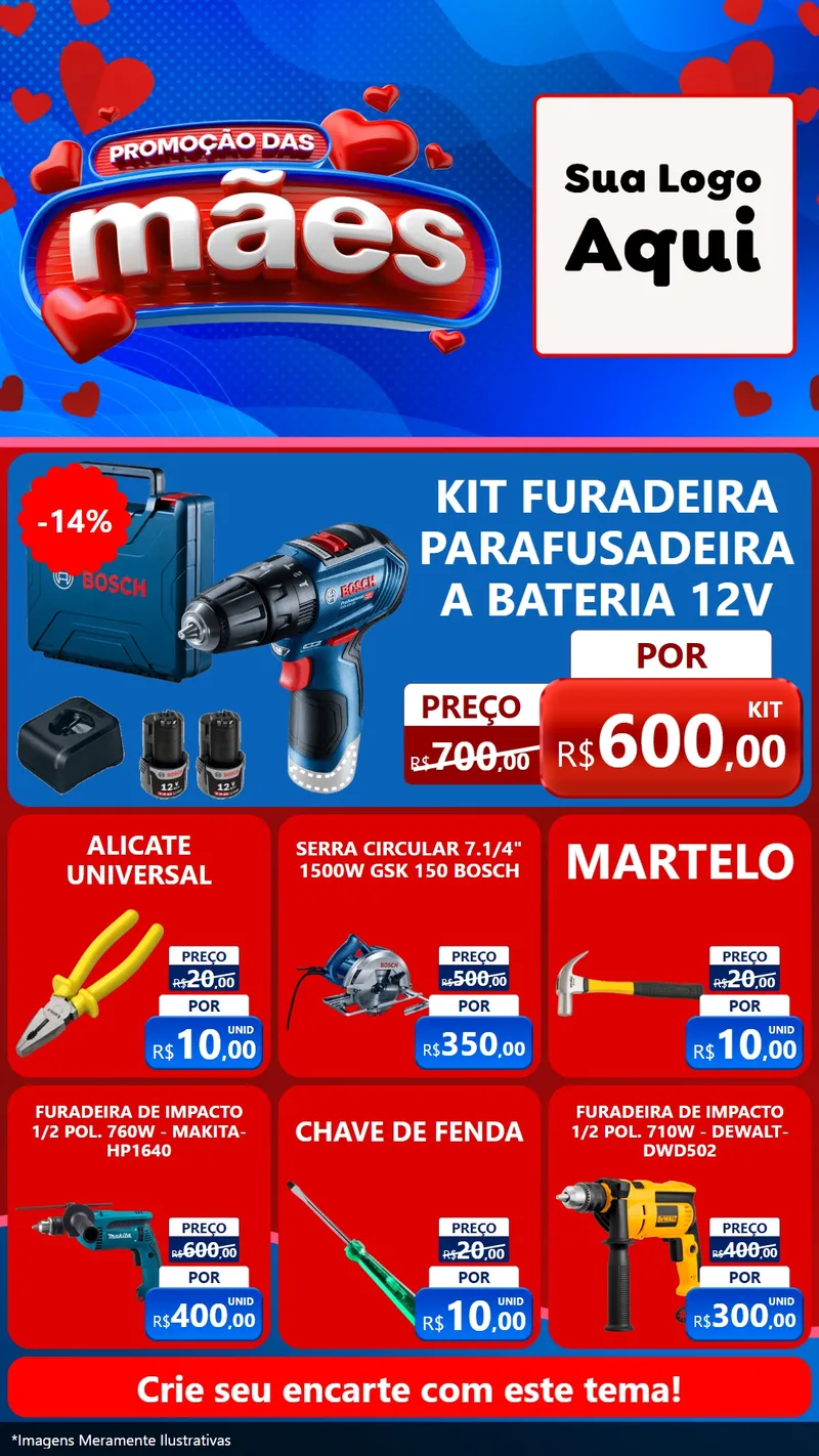 Modelo de Rede Social para Stories com o tema Promoção das Mães para Maquinas e Ferramentas