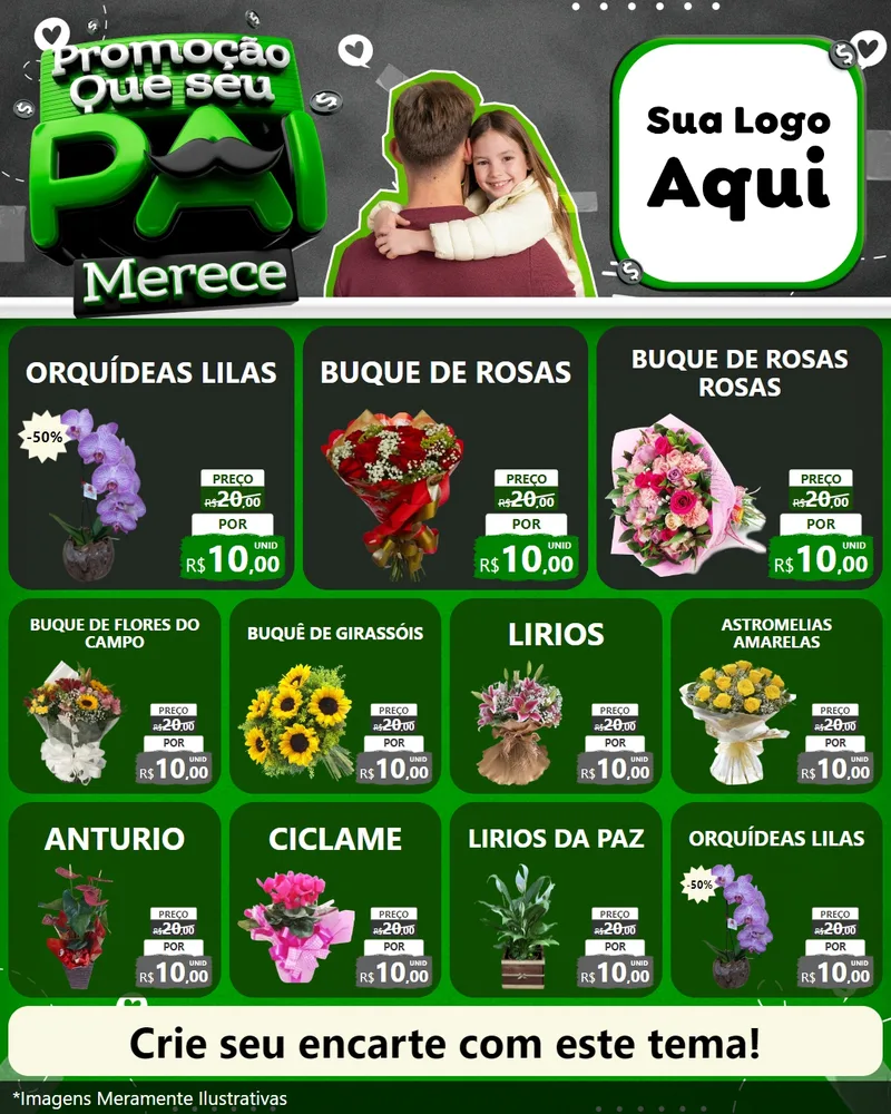Modelo de Rede Social para Feed Instagram com o tema Promoção Que seu Pai Merece para Floricultura e jardim