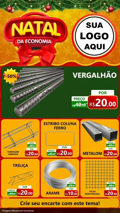 Modelo de Rede Social para Stories com o tema Natal da Economia para Ferragens