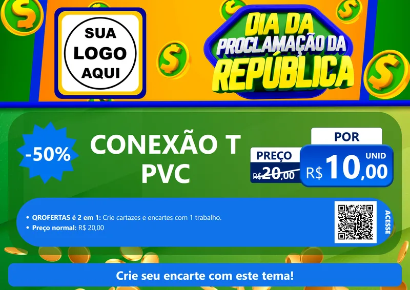 Modelo de Cartaz para Cartaz A4 Horizontal com o tema Dia Da Proclamação da República para Tubos e conexões