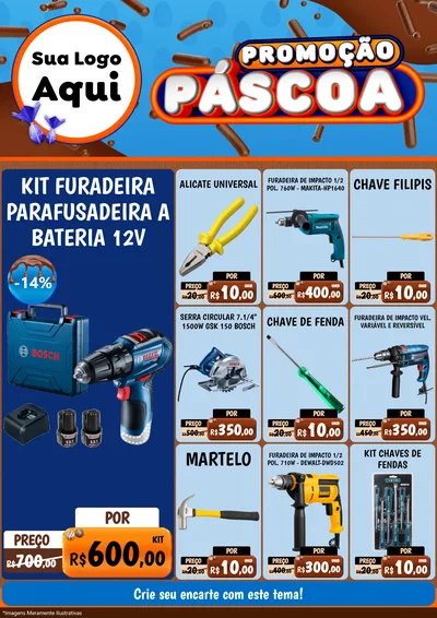 Modelo de Encarte para Encarte A4 Vertical com o tema Promoção Páscoa para Maquinas e Ferramentas
