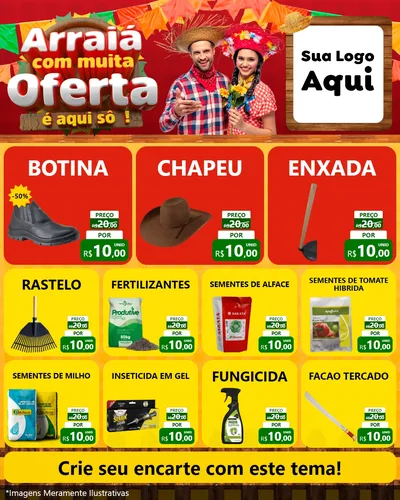 Modelo de Rede Social para Feed Instagram com o tema Arraiá Com Muita Oferta - É Aqui Sô! para Agropecuária