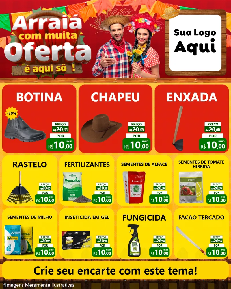 Modelo de Rede Social para Feed Instagram com o tema Arraiá Com Muita Oferta - É Aqui Sô! para Agropecuária