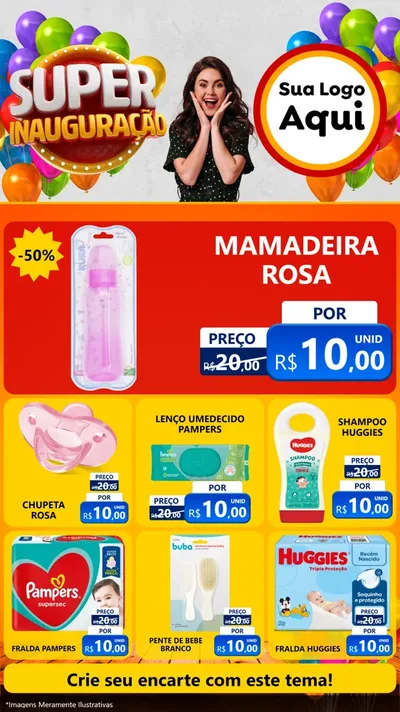 Modelo de Rede Social para Stories com o tema Super Inauguração para Bebês
