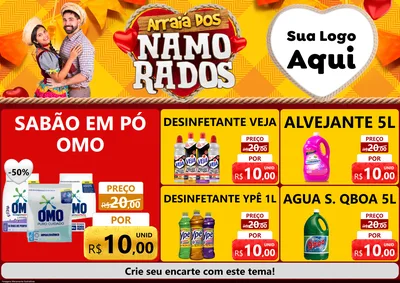 Modelo de Encarte para Encarte A4 Horizontal com o tema Arraiá dos Namorados para Produtos de Limpeza