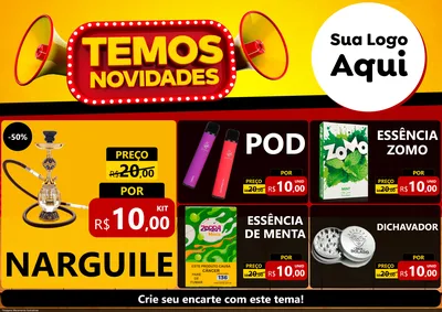 Modelo de Encarte para Encarte A4 Horizontal com o tema Temos Novidades para Tabacaria