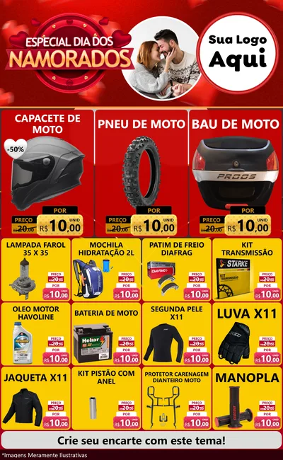 Modelo de Encarte para Encarte Grande com o tema Especial Dia Dos Namorados para Moto peças