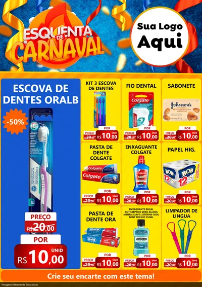 Modelo de Encarte para Encarte A4 Vertical com o tema Esquenta de Carnaval para Higiene Pessoal