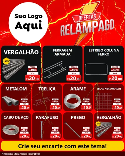 Modelo de Rede Social para Feed Instagram com o tema Ofertas Relâmpago para Ferragens