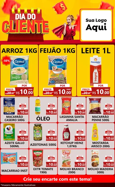 Modelo de Encarte para Encarte Grande com o tema Dia do Cliente para Supermercado
