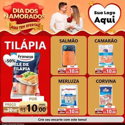 Modelo de Rede Social para Feed Facebook com o tema Dia dos Namorados - Aqui Tem Ofertas para Peixaria
