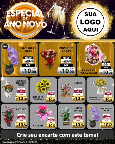 Modelo de Rede Social para Feed Instagram com o tema Especial de Ano Novo para Floricultura e jardim