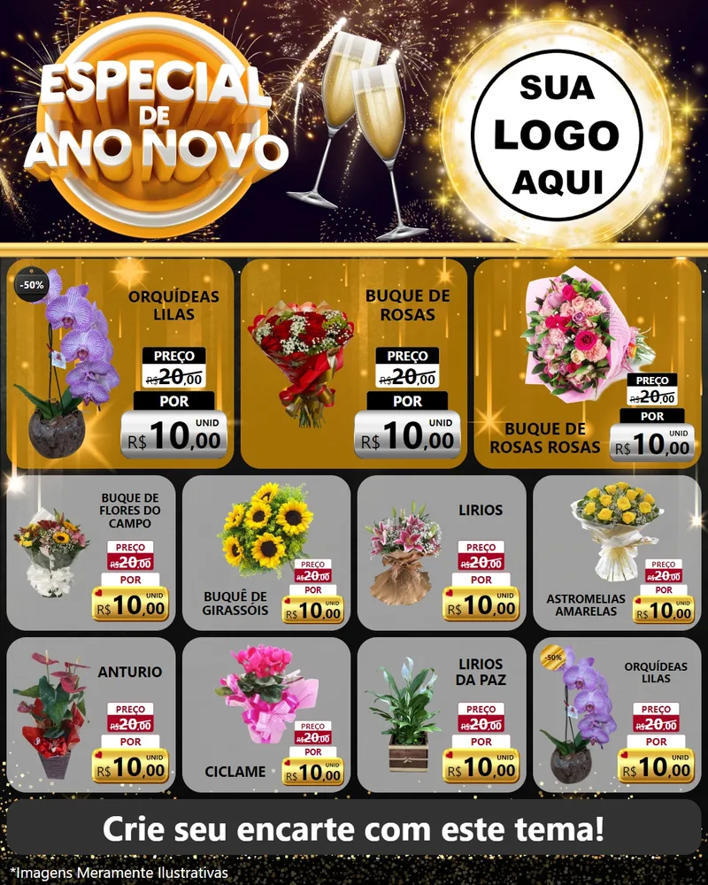 Modelo de Rede Social para Feed Instagram com o tema Especial de Ano Novo para Floricultura e jardim