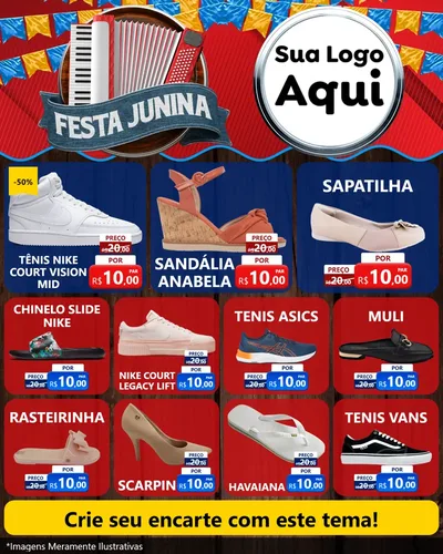 Modelo de Rede Social para Feed Instagram com o tema Festa Junina para Calçados