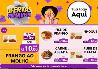 Modelo de Encarte para Encarte A4 Horizontal com o tema Ofertas Da Primavera para Restaurante