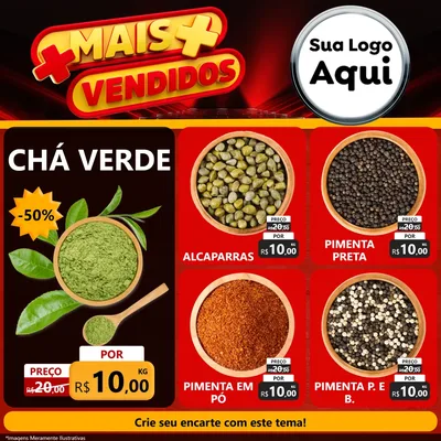 Modelo de Rede Social para Feed Facebook com o tema Mais Vendidos para Produtos Naturais