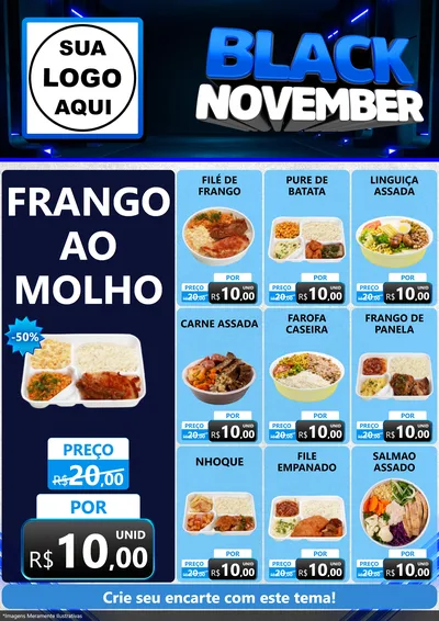 Modelo de Encarte para Encarte A4 Vertical com o tema Black November para Restaurante