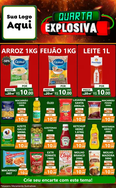 Modelo de Encarte para Encarte Grande com o tema Quarta Explosiva para Supermercado