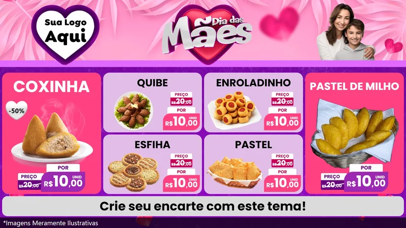 Modelo de TV para TV Horizontal com o tema Dia das Mães para Salgadaria
