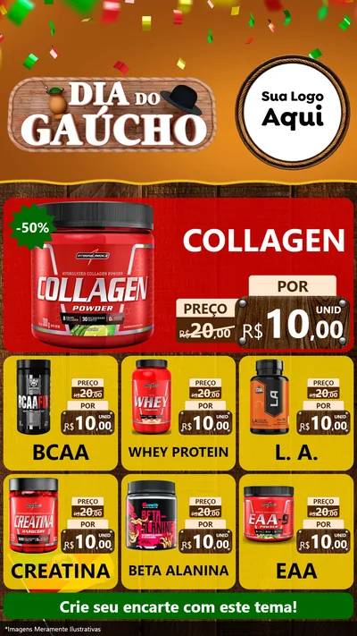 Modelo de Rede Social para Stories com o tema Dia do Gaúcho para Suplementos alimentares