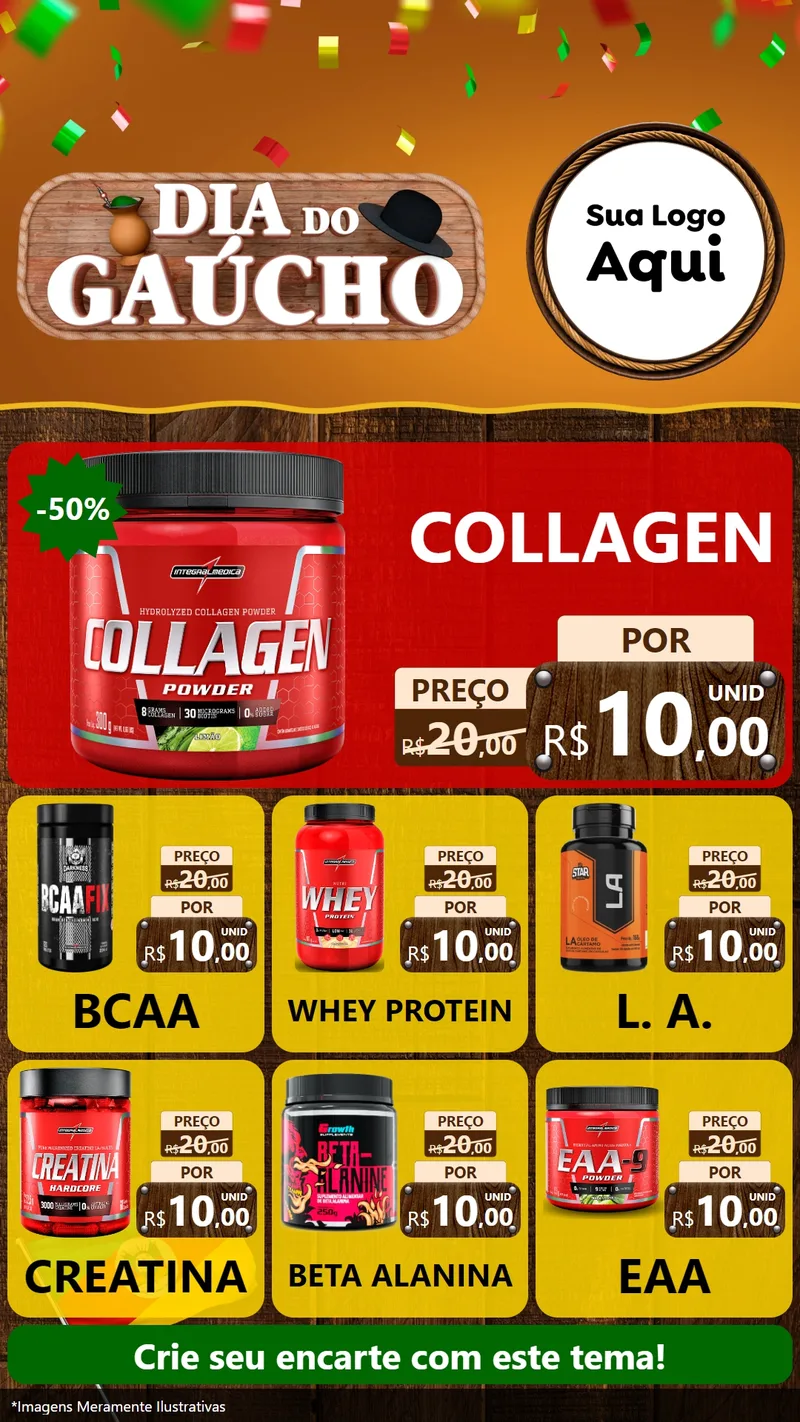 Modelo de Rede Social para Stories com o tema Dia do Gaúcho para Suplementos alimentares
