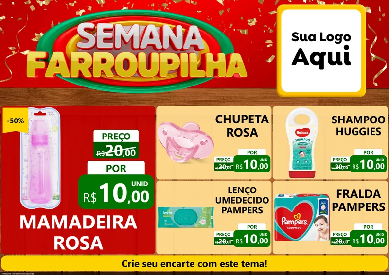 Modelo de Encarte para Encarte A4 Horizontal com o tema Semana Farroupilha para Bebês