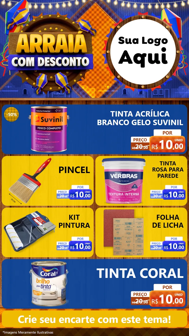 Modelo de TV para TV Vertical com o tema Arraiá Com Desconto para Tintas e Ferramentas