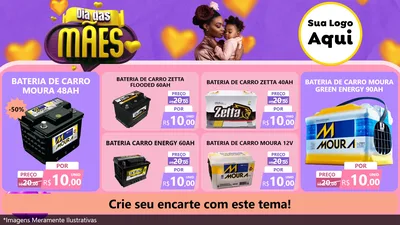 Modelo de TV para TV Horizontal com o tema Dia das Mães para Baterias Elétricas