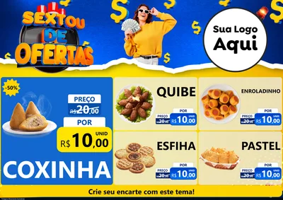 Modelo de Encarte para Encarte A4 Horizontal com o tema Sextou de Ofertas para Salgadaria