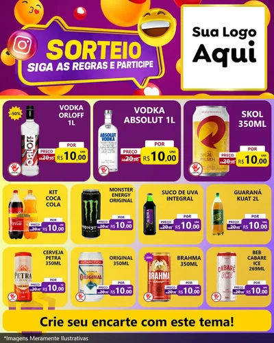 Modelo de Rede Social para Feed Instagram com o tema Sorteio para Distribuidora de bebidas