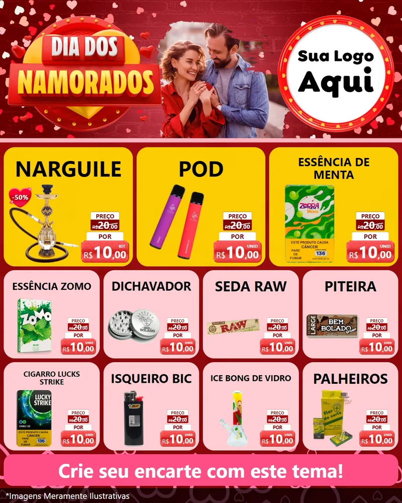 Modelo de Rede Social para Feed Instagram com o tema Dia Dos Namorados para Tabacaria