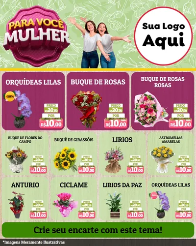 Modelo de Rede Social para Feed Instagram com o tema Para Você Mulher para Floricultura e jardim