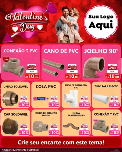 Modelo de Rede Social para Feed Instagram com o tema Valentine's Day para Tubos e conexões