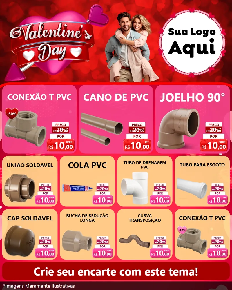 Modelo de Rede Social para Feed Instagram com o tema Valentine's Day para Tubos e conexões