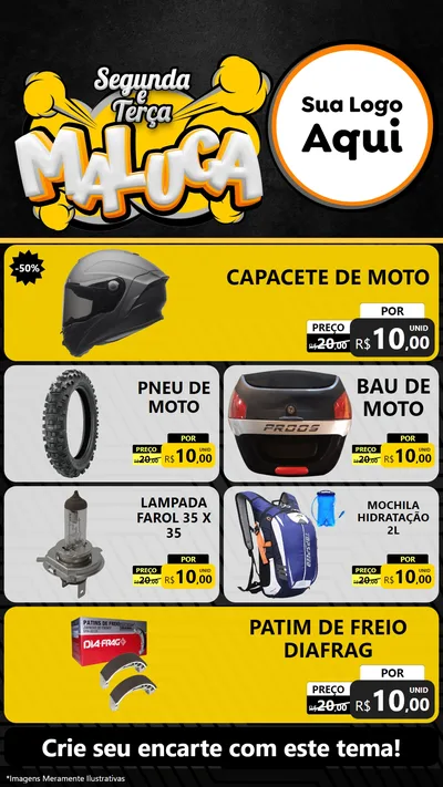 Modelo de TV para TV Vertical com o tema Segunda e Terça Maluca para Moto peças
