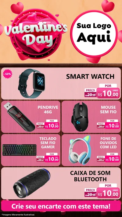 Modelo de TV para TV Vertical com o tema Valentine's Day para Informática