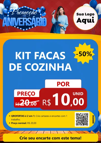 Modelo de Cartaz para Cartaz A4 Vertical com o tema Promoção de Aniversário para Utilidades Domésticas
