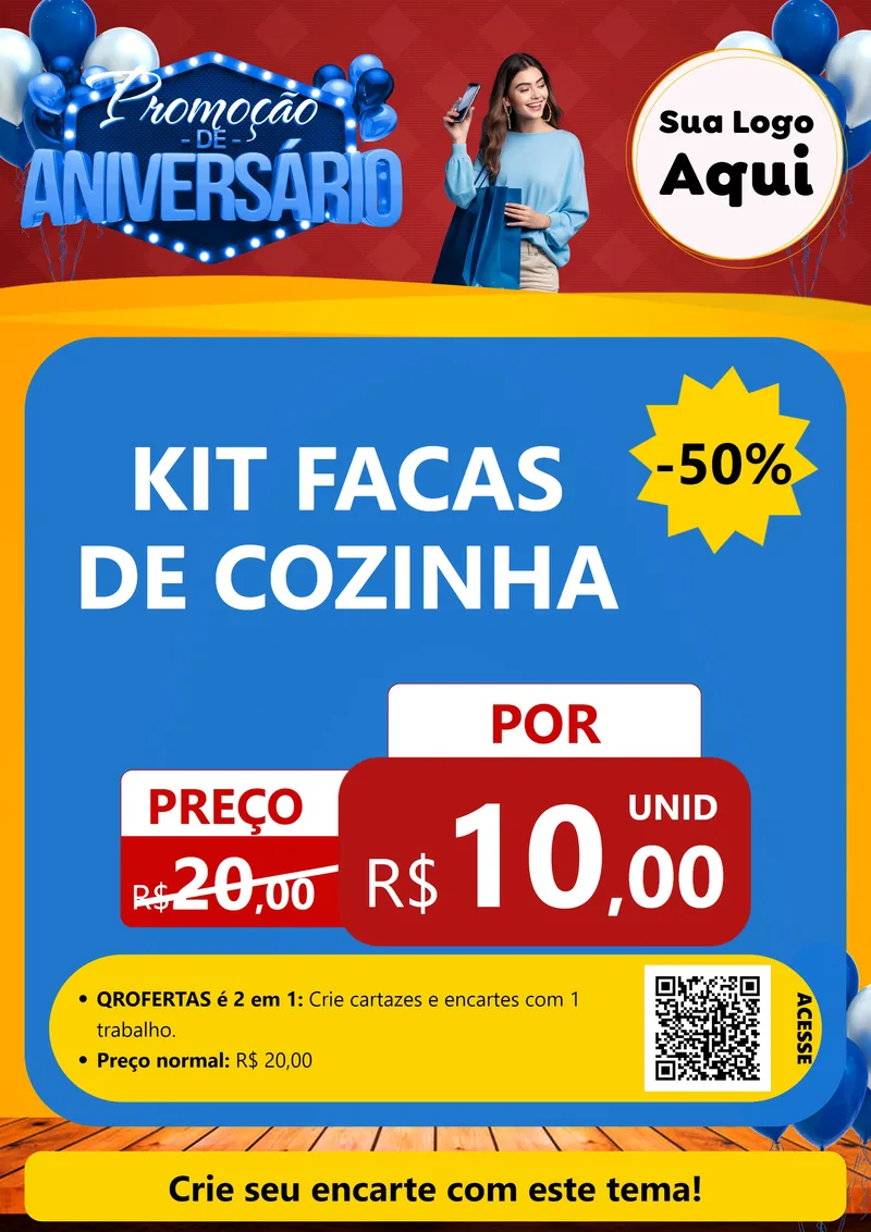Modelo de Cartaz para Cartaz A4 Vertical com o tema Promoção de Aniversário para Utilidades Domésticas