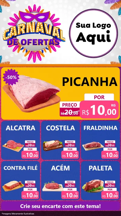 Modelo de Rede Social para Stories com o tema Carnaval de Ofertas para Açougue