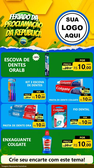 Modelo de TV para TV Vertical com o tema Feriado da Proclamação da República para Higiene Pessoal