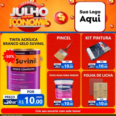 Modelo de Rede Social para Feed Facebook com o tema Operação Julho Com Mais Economia para Tintas e Ferramentas