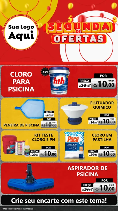 Modelo de TV para TV Vertical com o tema Segunda de Ofertas para Produtos para Piscina
