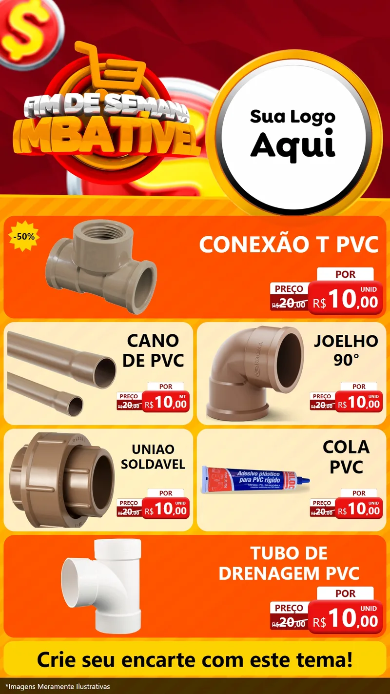 Modelo de TV para TV Vertical com o tema Fim de Semana Imbatível para Tubos e conexões