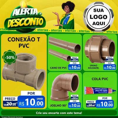 Modelo de Rede Social para Feed Facebook com o tema Alerta de Desconto para Tubos e conexões