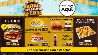 Modelo de TV para TV Horizontal com o tema Ofertas de São João - Junina para Hamburgueria
