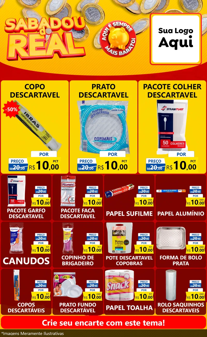 Modelo de Encarte para Encarte Grande com o tema Sabadou do Real para Embalagens